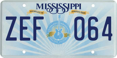MS license plate ZEF064
