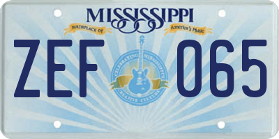 MS license plate ZEF065