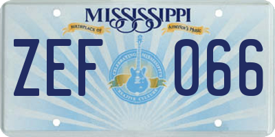 MS license plate ZEF066