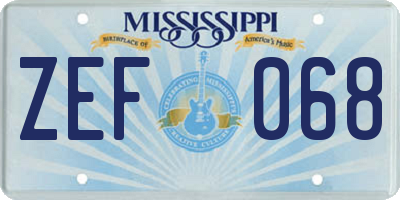 MS license plate ZEF068