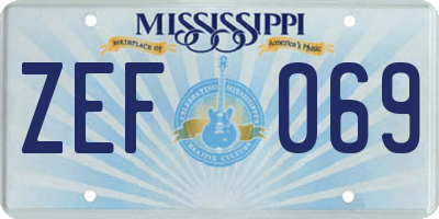 MS license plate ZEF069