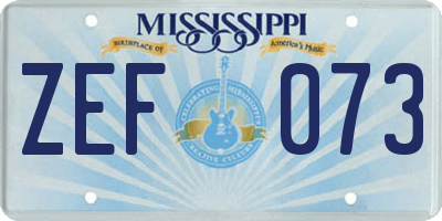 MS license plate ZEF073