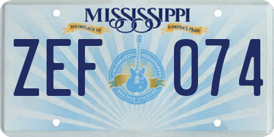 MS license plate ZEF074