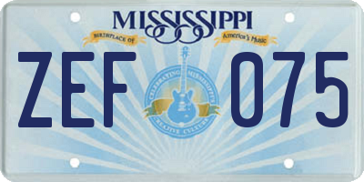 MS license plate ZEF075