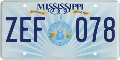 MS license plate ZEF078