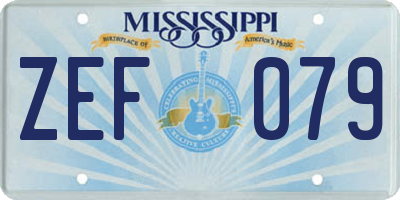 MS license plate ZEF079