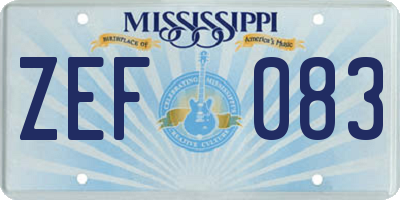 MS license plate ZEF083
