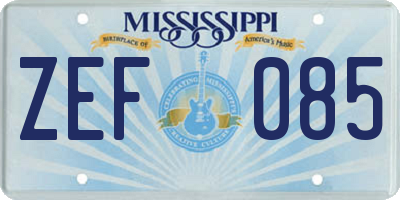 MS license plate ZEF085