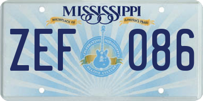 MS license plate ZEF086