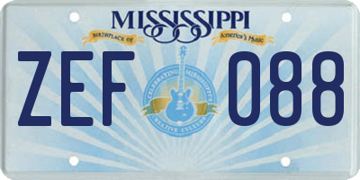 MS license plate ZEF088