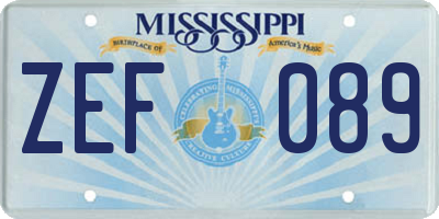 MS license plate ZEF089