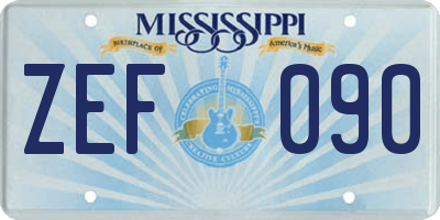 MS license plate ZEF090