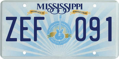 MS license plate ZEF091