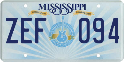 MS license plate ZEF094