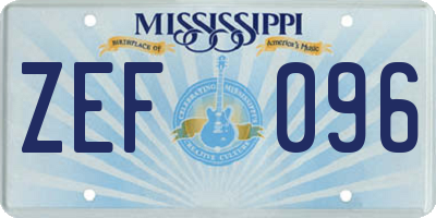 MS license plate ZEF096