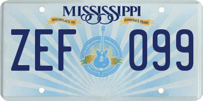 MS license plate ZEF099