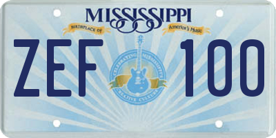 MS license plate ZEF100