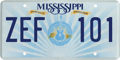 MS license plate ZEF101