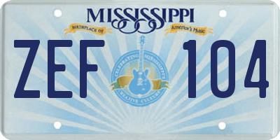 MS license plate ZEF104