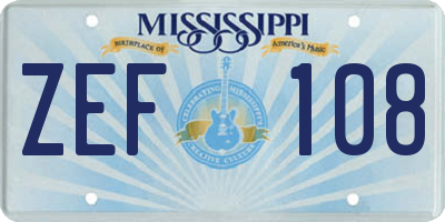 MS license plate ZEF108