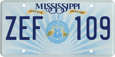 MS license plate ZEF109