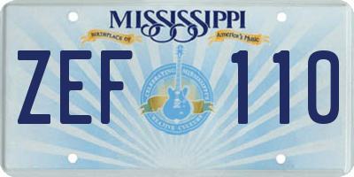 MS license plate ZEF110