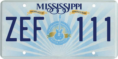 MS license plate ZEF111
