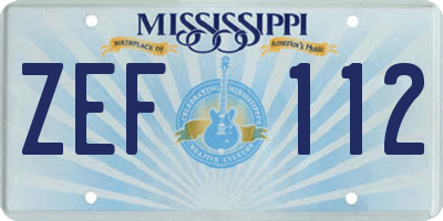MS license plate ZEF112
