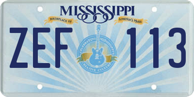 MS license plate ZEF113
