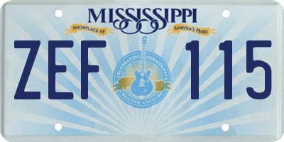 MS license plate ZEF115