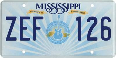 MS license plate ZEF126