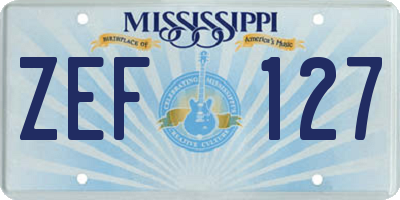 MS license plate ZEF127