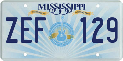 MS license plate ZEF129