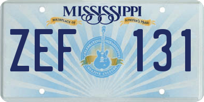 MS license plate ZEF131