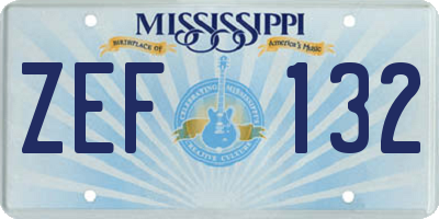 MS license plate ZEF132