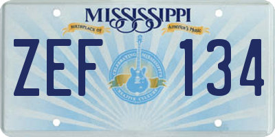 MS license plate ZEF134