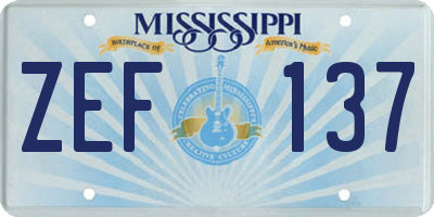 MS license plate ZEF137