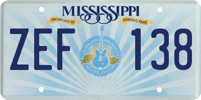 MS license plate ZEF138