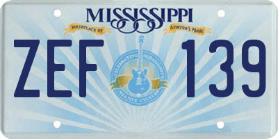 MS license plate ZEF139