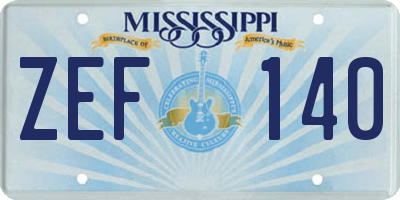 MS license plate ZEF140