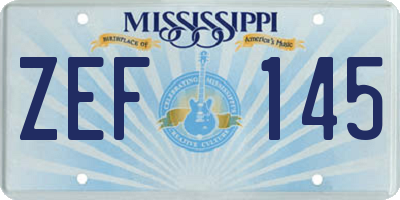 MS license plate ZEF145
