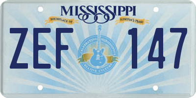 MS license plate ZEF147