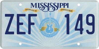 MS license plate ZEF149
