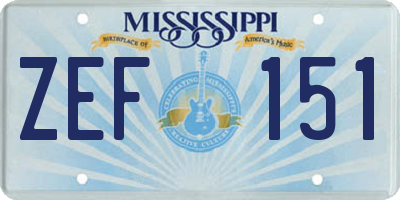 MS license plate ZEF151