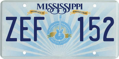 MS license plate ZEF152