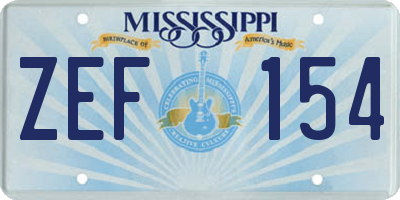 MS license plate ZEF154