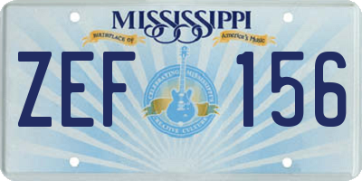 MS license plate ZEF156