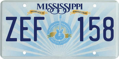 MS license plate ZEF158