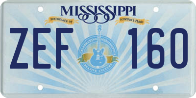 MS license plate ZEF160