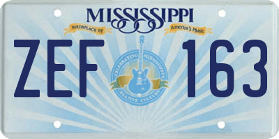 MS license plate ZEF163